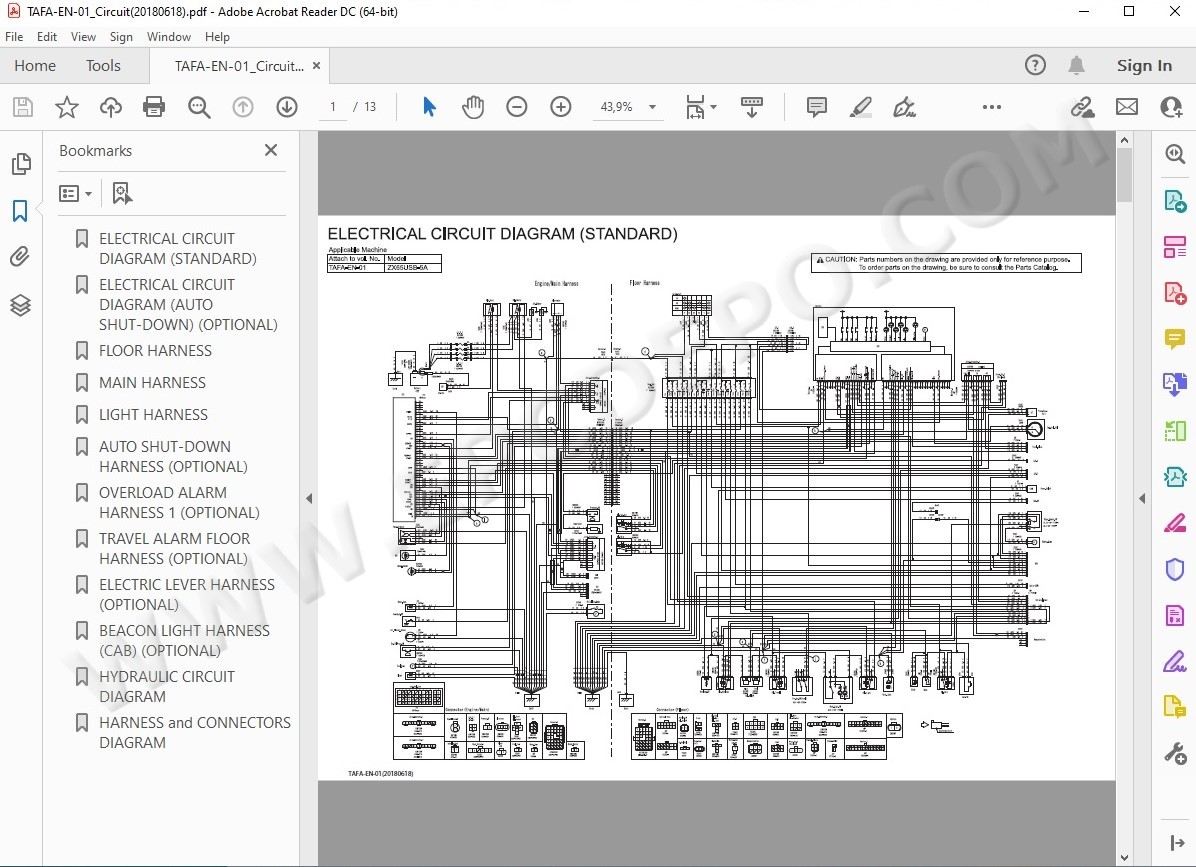 Hitachi Excavator Zaxis ZX65USB-5A service manual